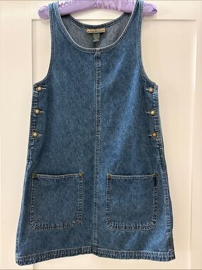 Vtg 90s EXP Jeans by Express Denim Jumper Dress Mini XS Hong Kong Tag